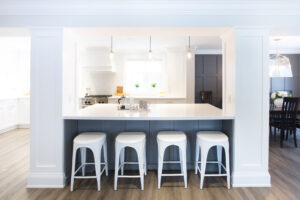 white and blue kitchen